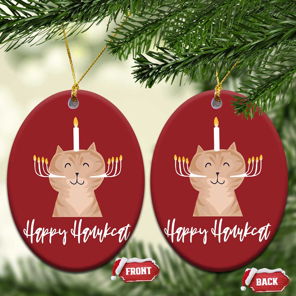 Hanukkah Cat Christmas Ornament Cat Menorah Cute Jewish Kitten Chanukah Hanukkat TS09