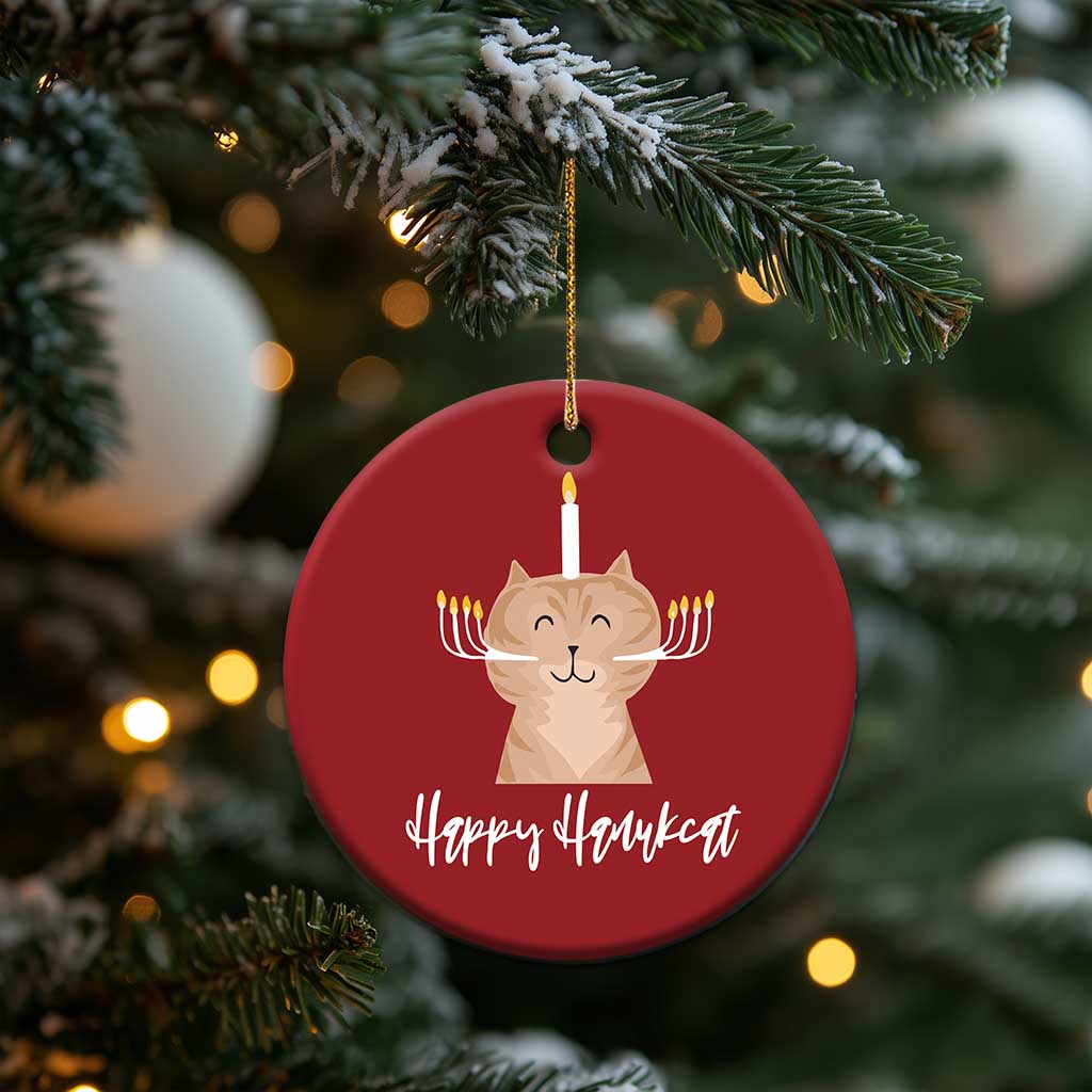 Hanukkah Cat Christmas Ornament Cat Menorah Cute Jewish Kitten Chanukah Hanukkat TS09