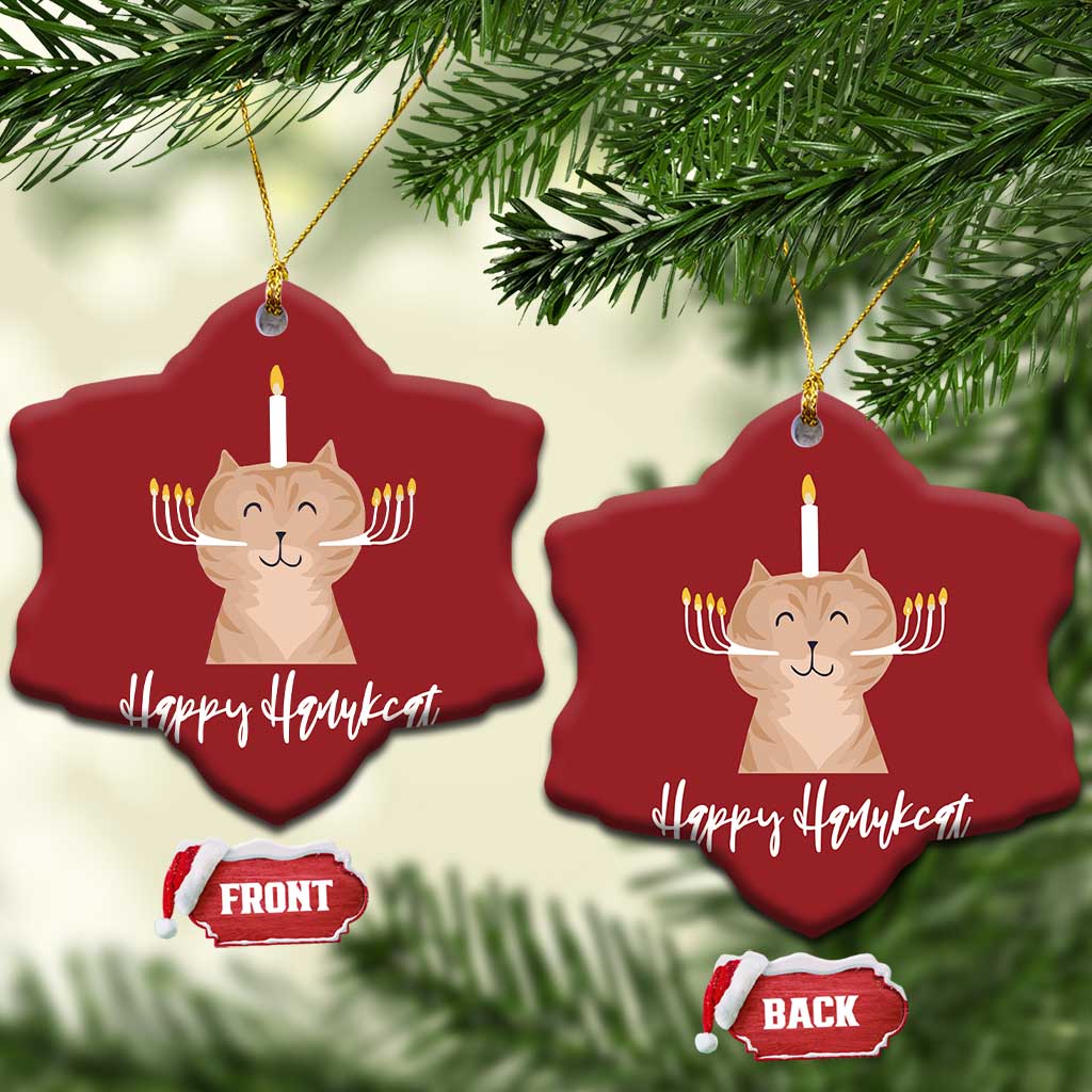 Hanukkah Cat Christmas Ornament Cat Menorah Cute Jewish Kitten Chanukah Hanukkat TS09