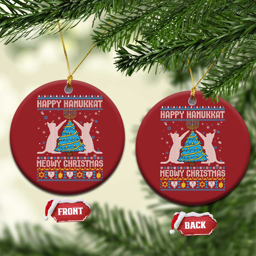 Hanukkah Christmas Cat Christmas Ornament Happy Hanukkat Meowy Christmas TS09