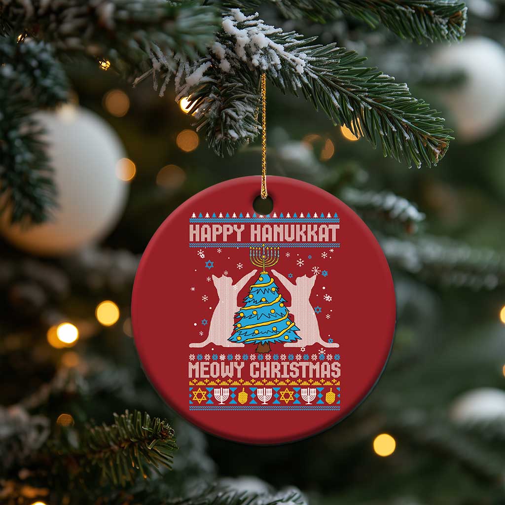 Hanukkah Christmas Cat Christmas Ornament Happy Hanukkat Meowy Christmas TS09