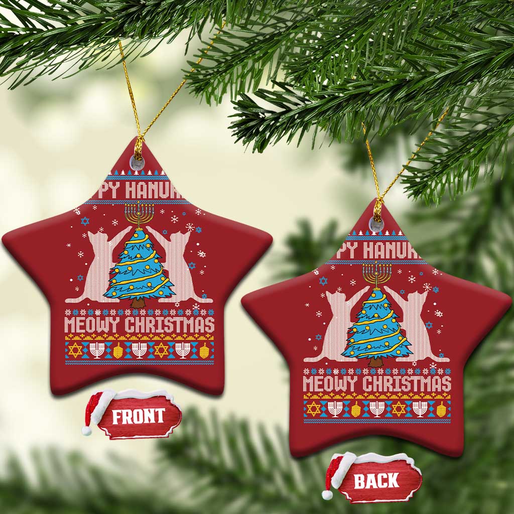 Hanukkah Christmas Cat Christmas Ornament Happy Hanukkat Meowy Christmas TS09