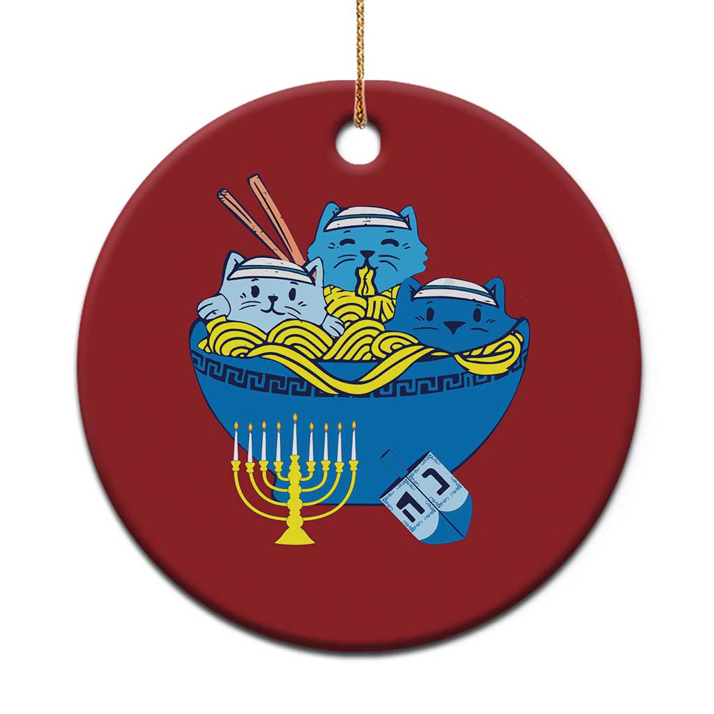 Funny Hanukkah Cat Christmas Ornament Kawaii Cat Eating Ramen Anime Jewish Kitten TS09