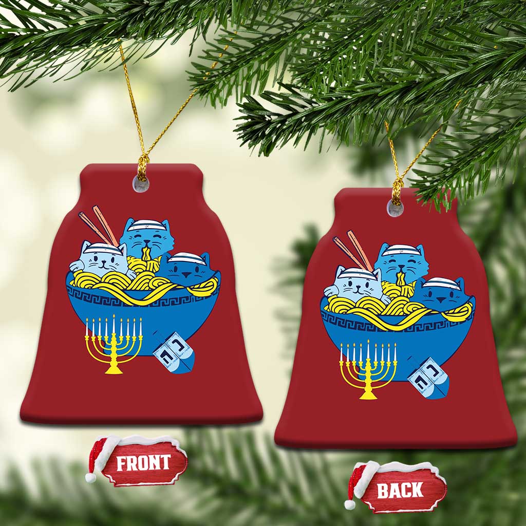 Funny Hanukkah Cat Christmas Ornament Kawaii Cat Eating Ramen Anime Jewish Kitten TS09
