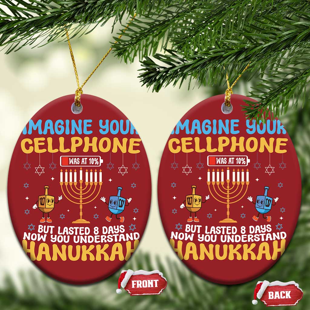 Funny Hanukkah Christmas Ornament Imagine Cellphone Was At 10 Percent TS09