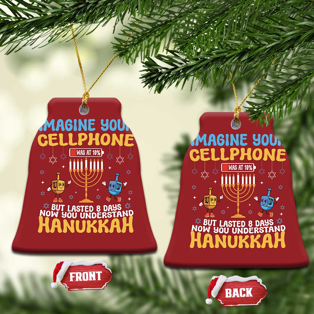 Funny Hanukkah Christmas Ornament Imagine Cellphone Was At 10 Percent TS09