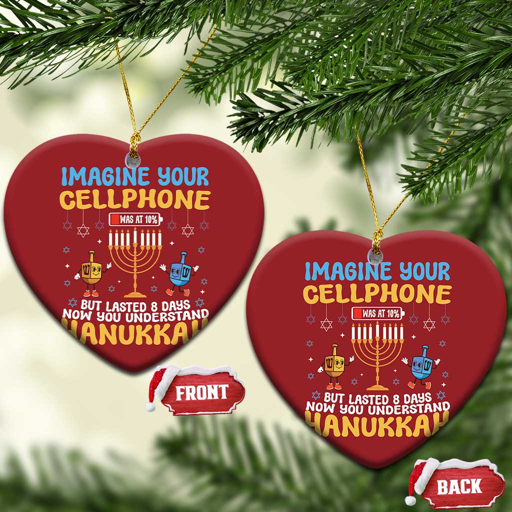 Funny Hanukkah Christmas Ornament Imagine Cellphone Was At 10 Percent TS09
