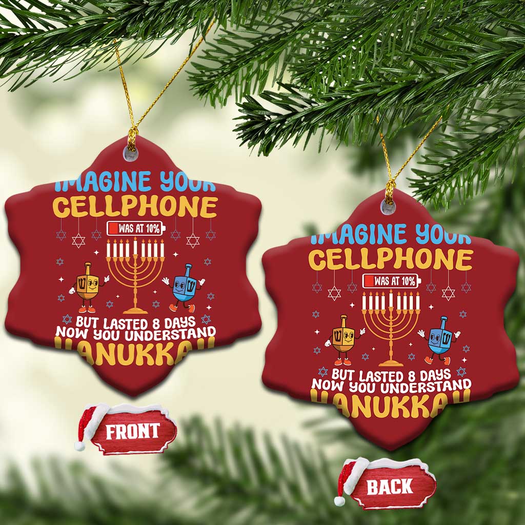 Funny Hanukkah Christmas Ornament Imagine Cellphone Was At 10 Percent TS09