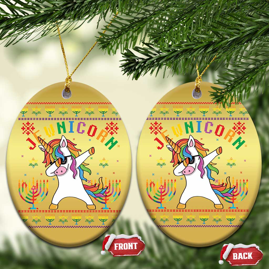 Funny Hanukkah Christmas Ornament Jewnicorn Jewish Unicorn Rainbow TS09