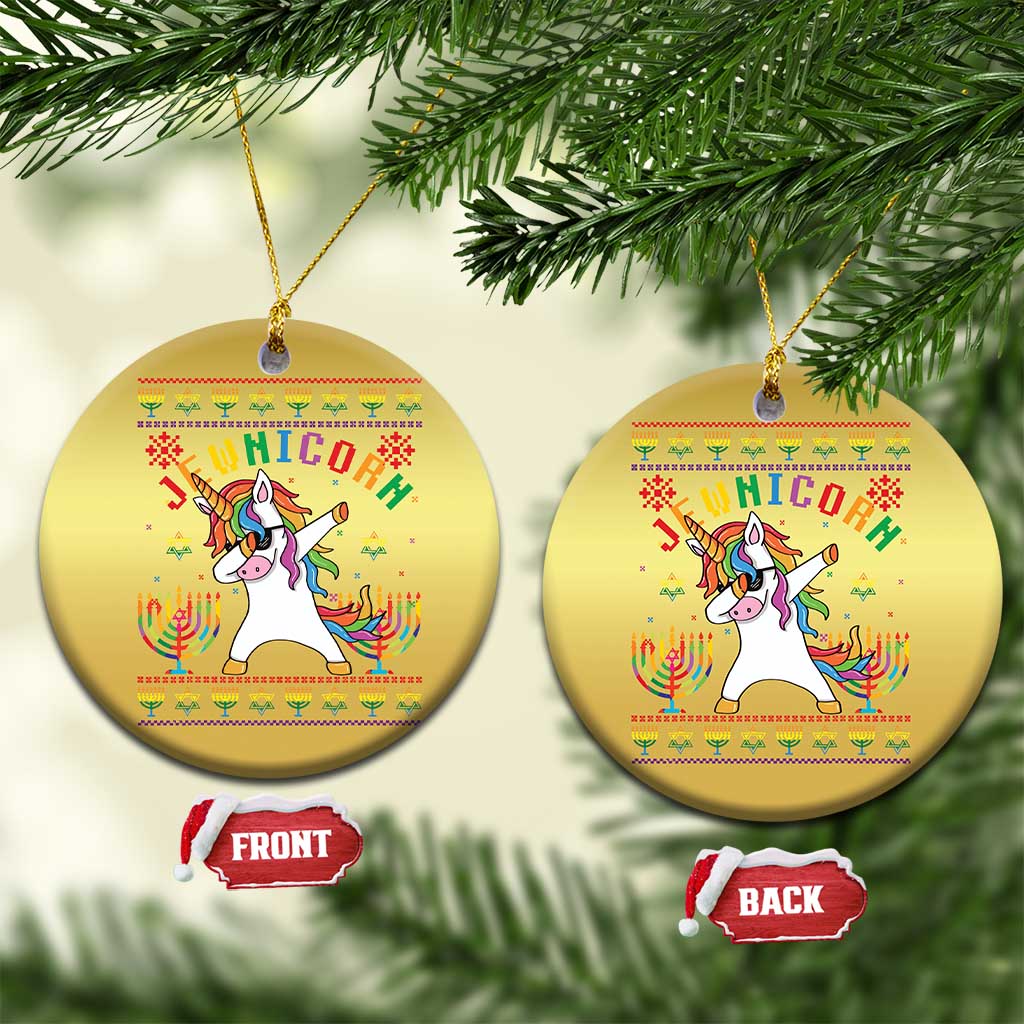 Funny Hanukkah Christmas Ornament Jewnicorn Jewish Unicorn Rainbow TS09