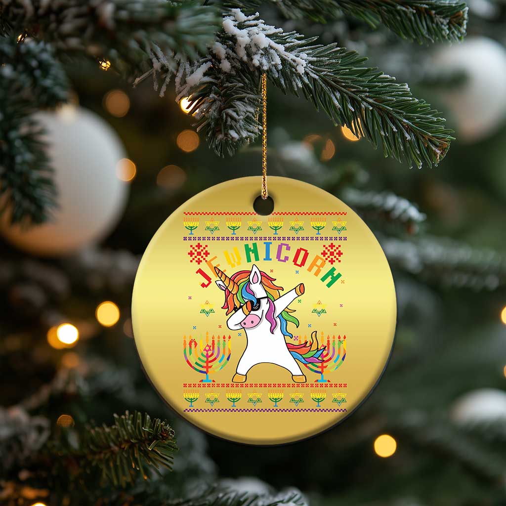 Funny Hanukkah Christmas Ornament Jewnicorn Jewish Unicorn Rainbow TS09