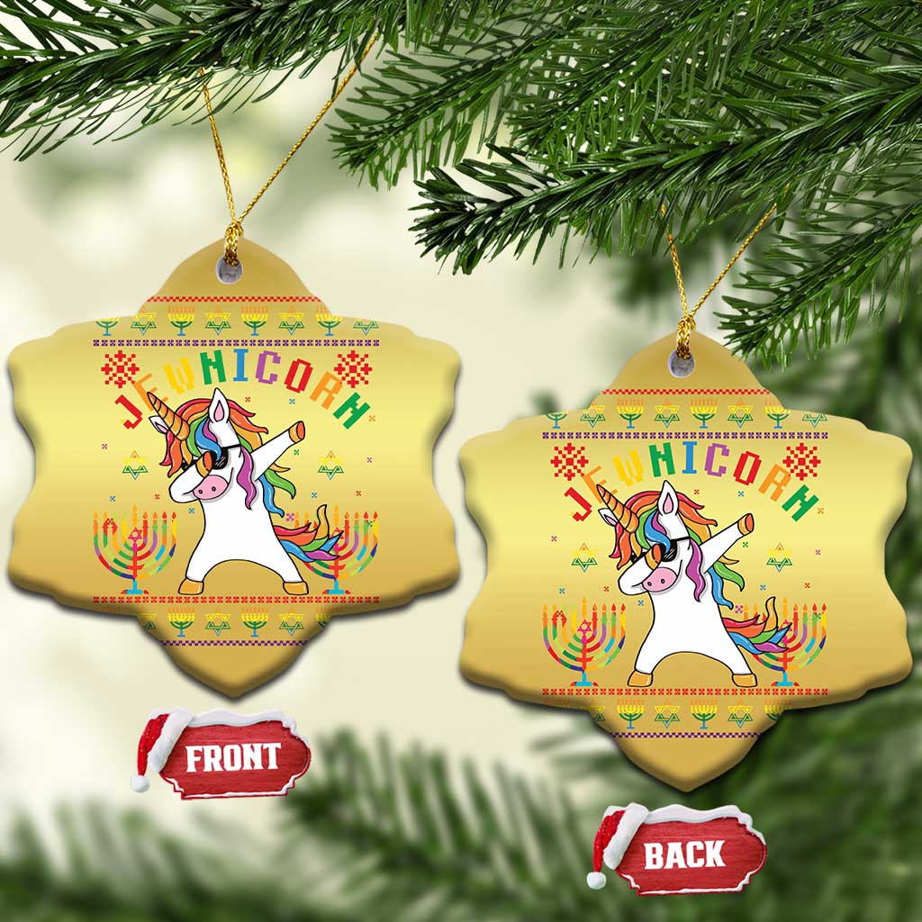 Funny Hanukkah Christmas Ornament Jewnicorn Jewish Unicorn Rainbow TS09