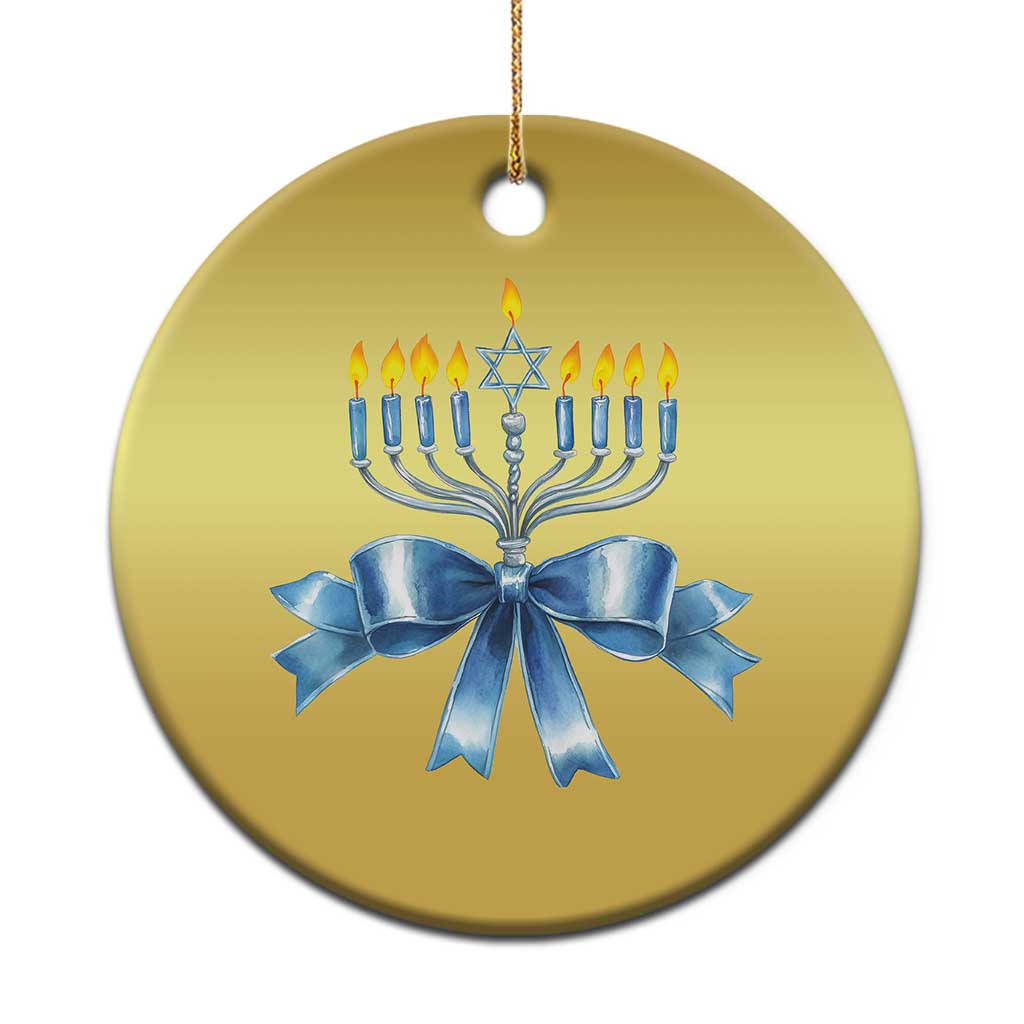 Hanukkah Menorah Jewish Coquette Bow Christmas Ornament TS09