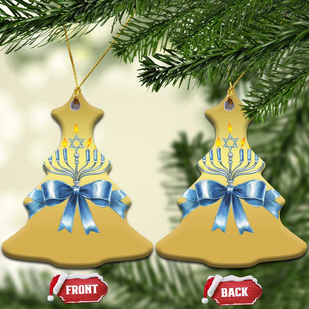 Hanukkah Menorah Jewish Coquette Bow Christmas Ornament TS09