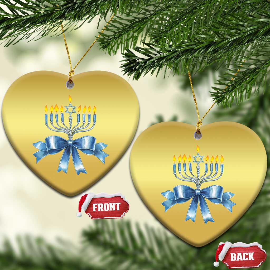 Hanukkah Menorah Jewish Coquette Bow Christmas Ornament TS09