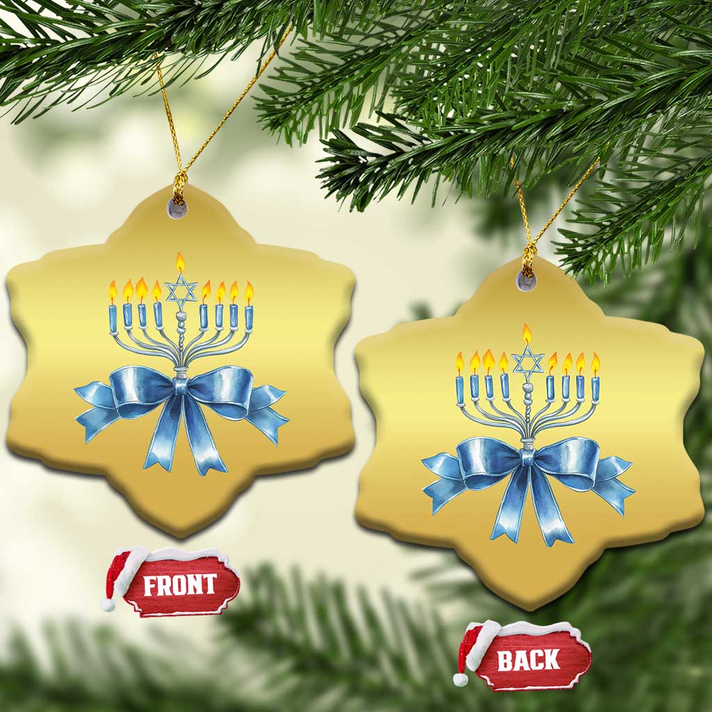 Hanukkah Menorah Jewish Coquette Bow Christmas Ornament TS09