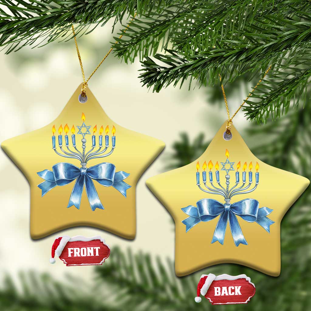 Hanukkah Menorah Jewish Coquette Bow Christmas Ornament TS09