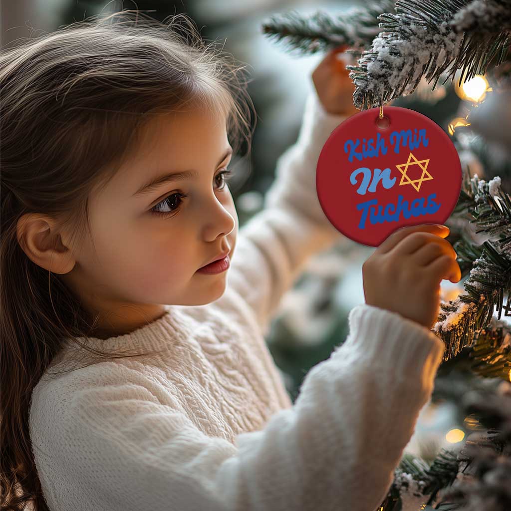 Funny Hanukkah Christmas Ornament Kish Mir In Tuchas Jewish Yiddish Ashkenazi TS09