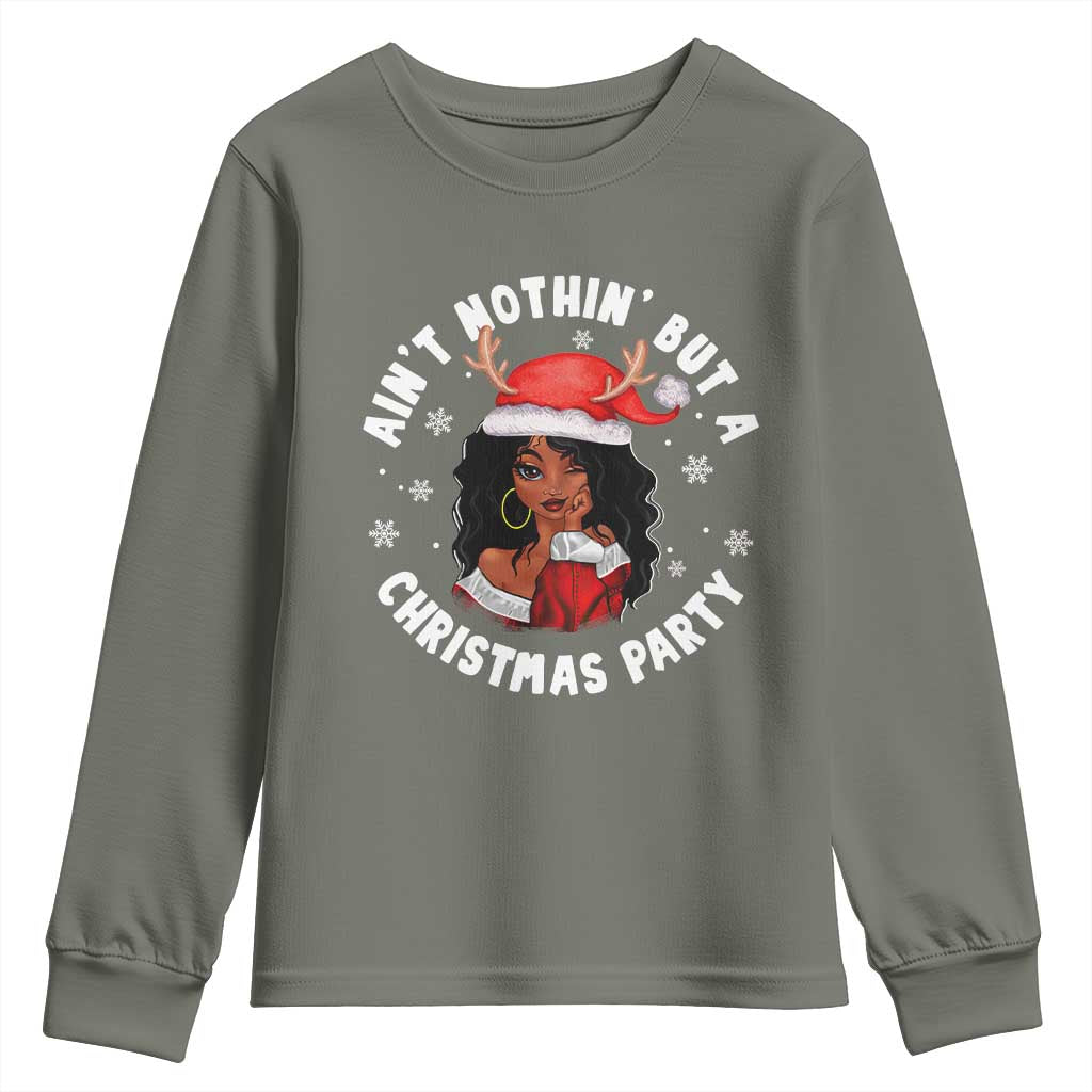 African American Christmas Youth Sweatshirt Santa Ain't Nothin' But A Christmas Party TS09