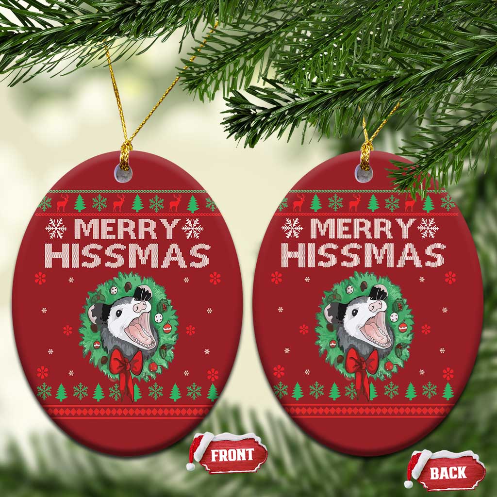 Xmas Opossum Merry Hissmas Christmas Ornament TS09