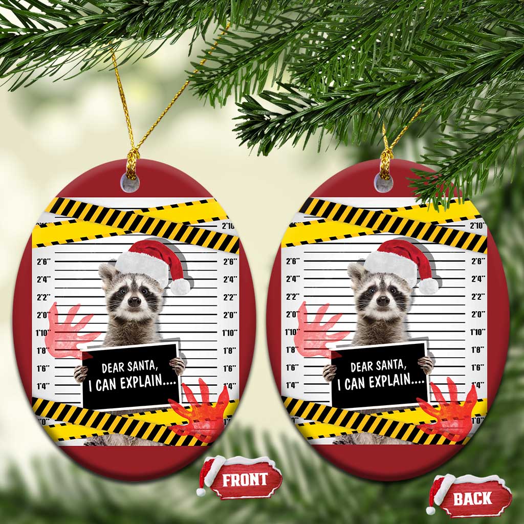 Funny Xmas Raccoon Christmas Ornament Dear Santa I Can Explain TS09