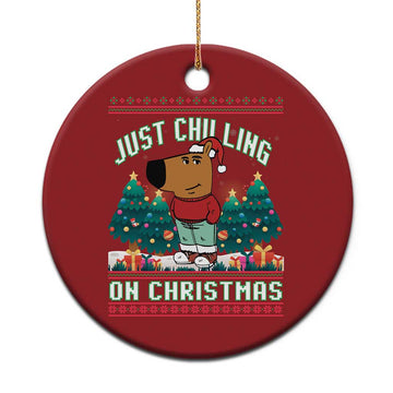Funny Chillin Guy Just Chilling On Christmas Viral Meme Christmas Ornament TS09