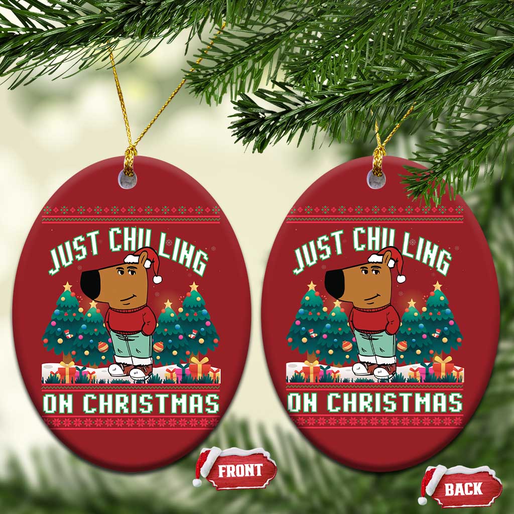 Funny Chillin Guy Just Chilling On Christmas Viral Meme Christmas Ornament TS09