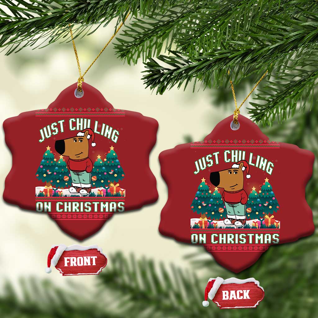 Funny Chillin Guy Just Chilling On Christmas Viral Meme Christmas Ornament TS09