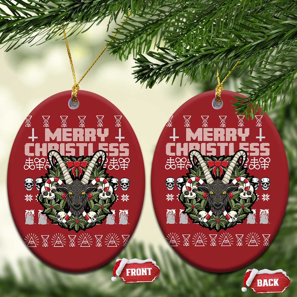 Anti Xmas Christmas Ornament Merry Christless Satan Baphomet Wreath TS09