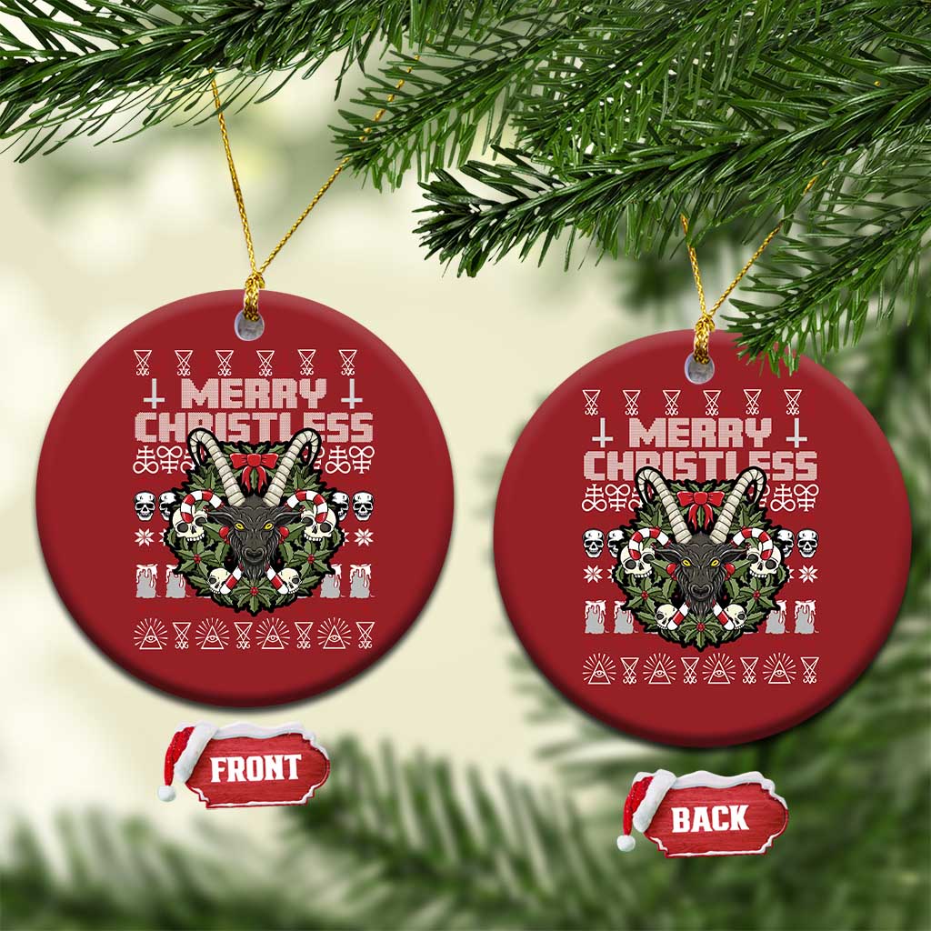 Anti Xmas Christmas Ornament Merry Christless Satan Baphomet Wreath TS09