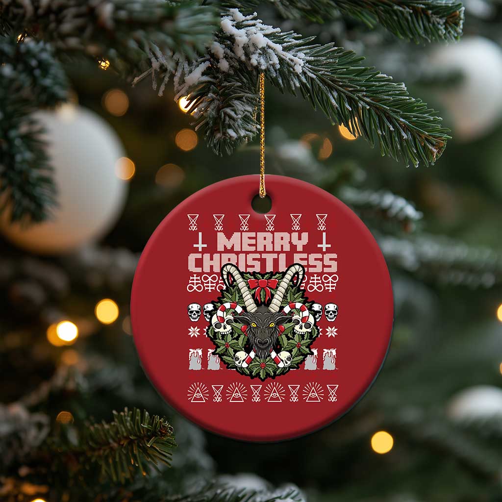 Anti Xmas Christmas Ornament Merry Christless Satan Baphomet Wreath TS09
