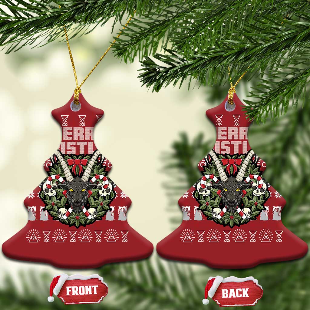 Anti Xmas Christmas Ornament Merry Christless Satan Baphomet Wreath TS09