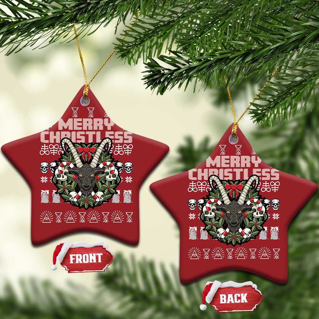 Anti Xmas Christmas Ornament Merry Christless Satan Baphomet Wreath TS09