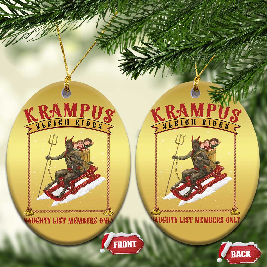 Funny Krampus Sleigh Rides Christmas Ornament Naughty List Members Only TS09