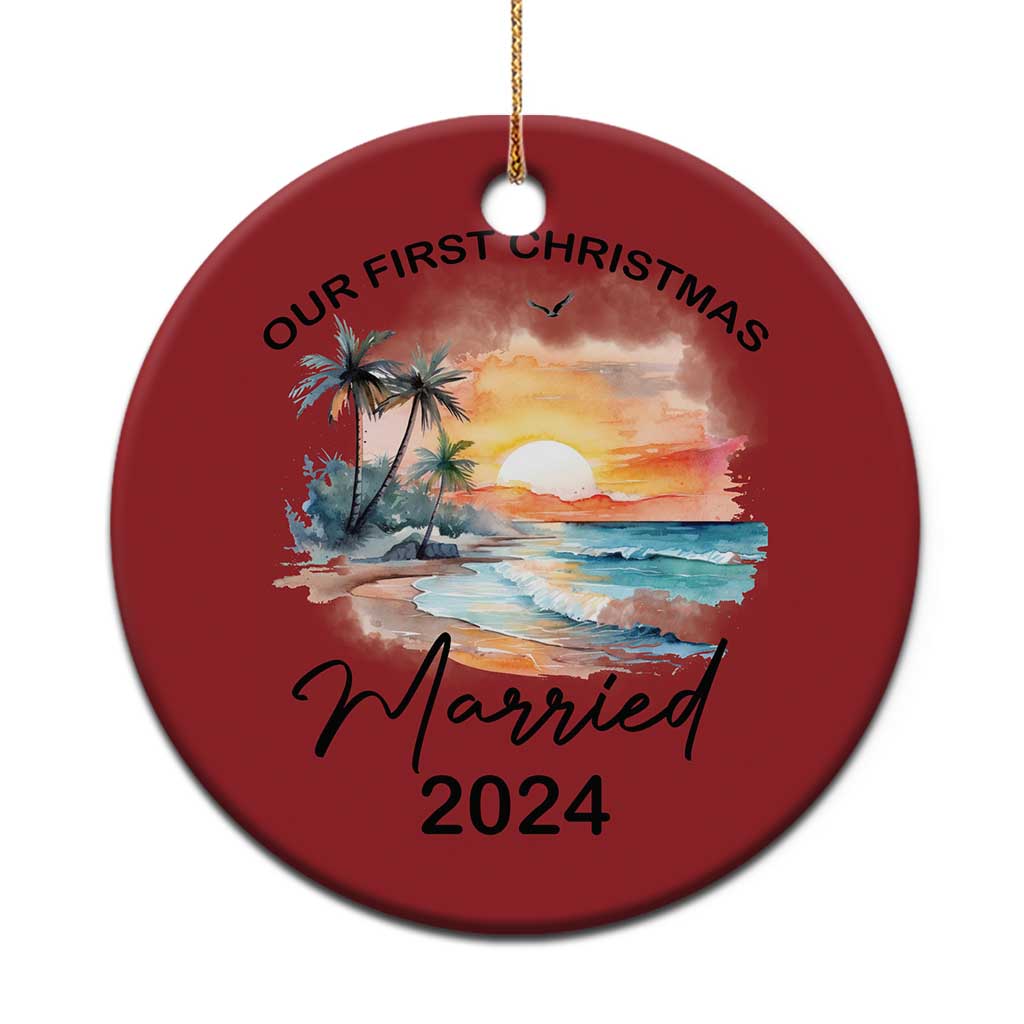 First Christmas Married 2024 Couple Matching Christmas Ornament TS09