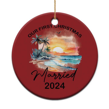 First Christmas Married 2024 Couple Matching Christmas Ornament TS09