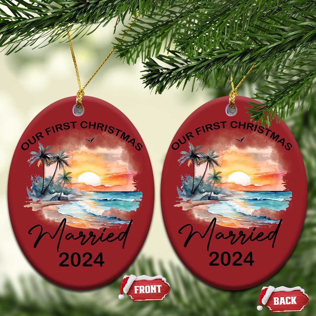 First Christmas Married 2024 Couple Matching Christmas Ornament TS09