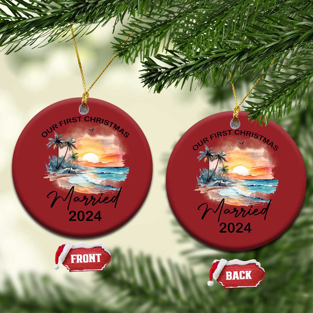 First Christmas Married 2024 Couple Matching Christmas Ornament TS09