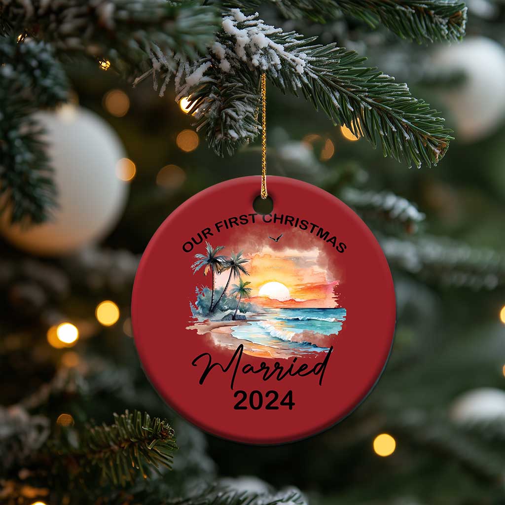 First Christmas Married 2024 Couple Matching Christmas Ornament TS09