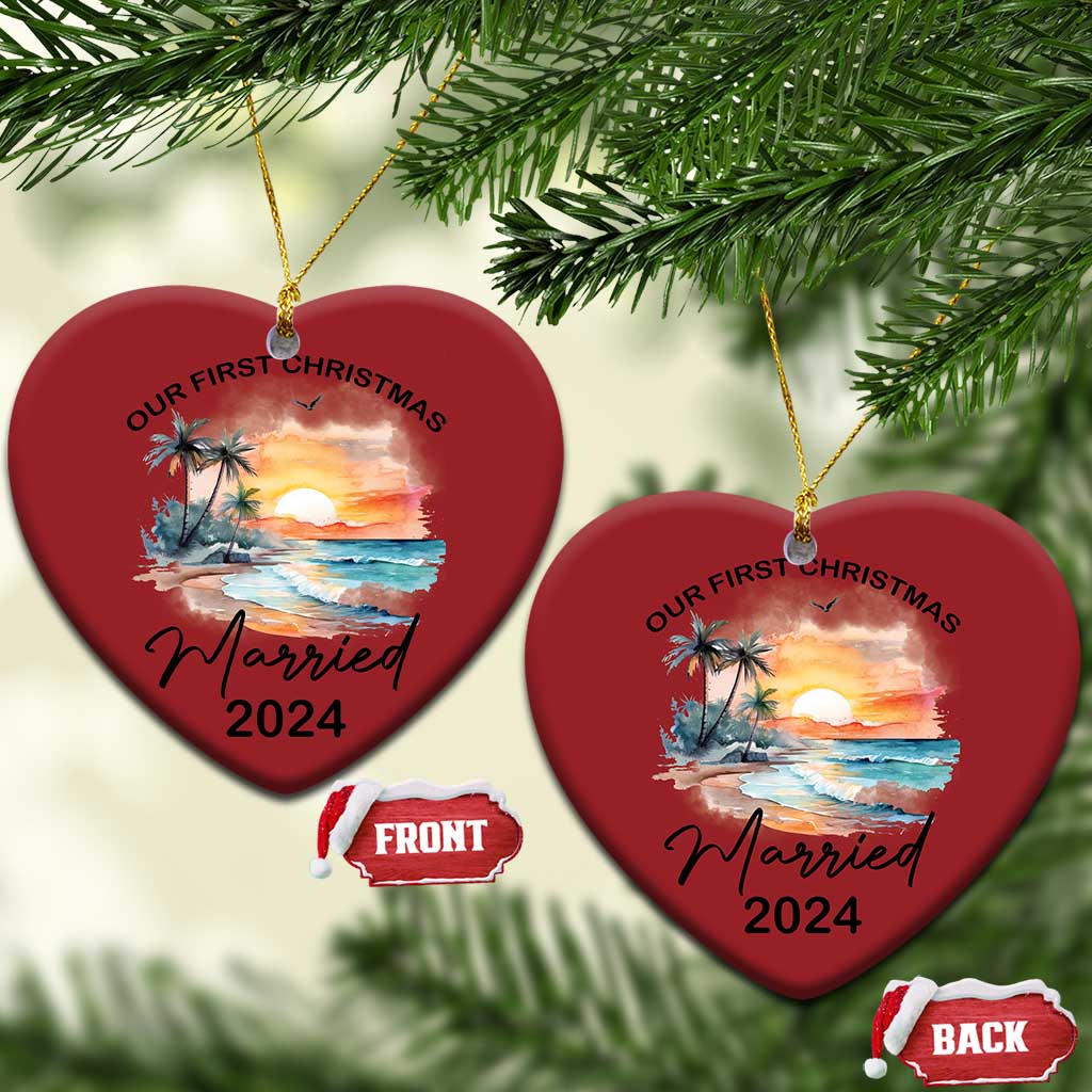 First Christmas Married 2024 Couple Matching Christmas Ornament TS09