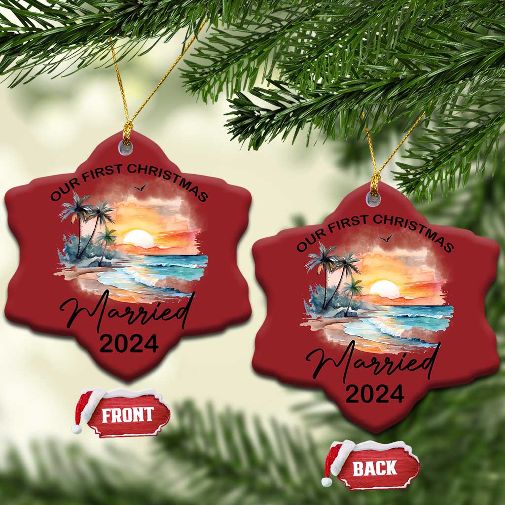 First Christmas Married 2024 Couple Matching Christmas Ornament TS09