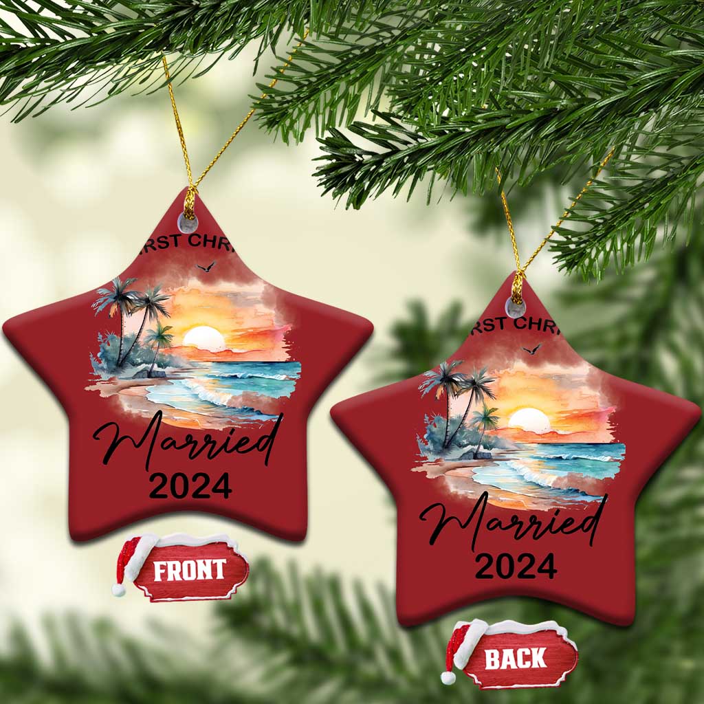 First Christmas Married 2024 Couple Matching Christmas Ornament TS09