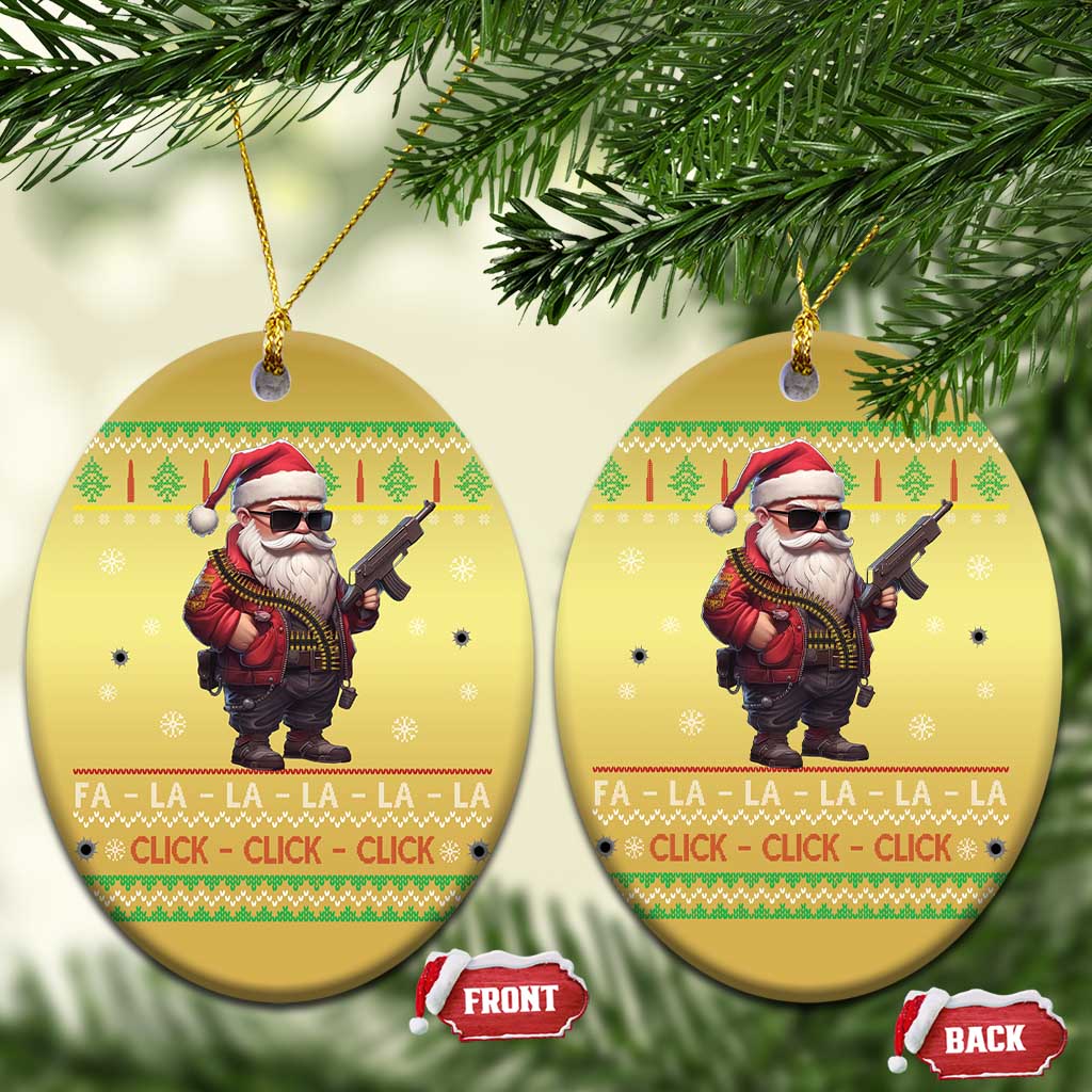 Xmas Gun Lover Christmas Ornament Santa Army Gun Click Click Sing Fa La La La TS09