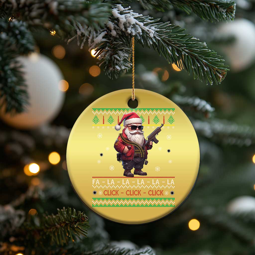 Xmas Gun Lover Christmas Ornament Santa Army Gun Click Click Sing Fa La La La TS09