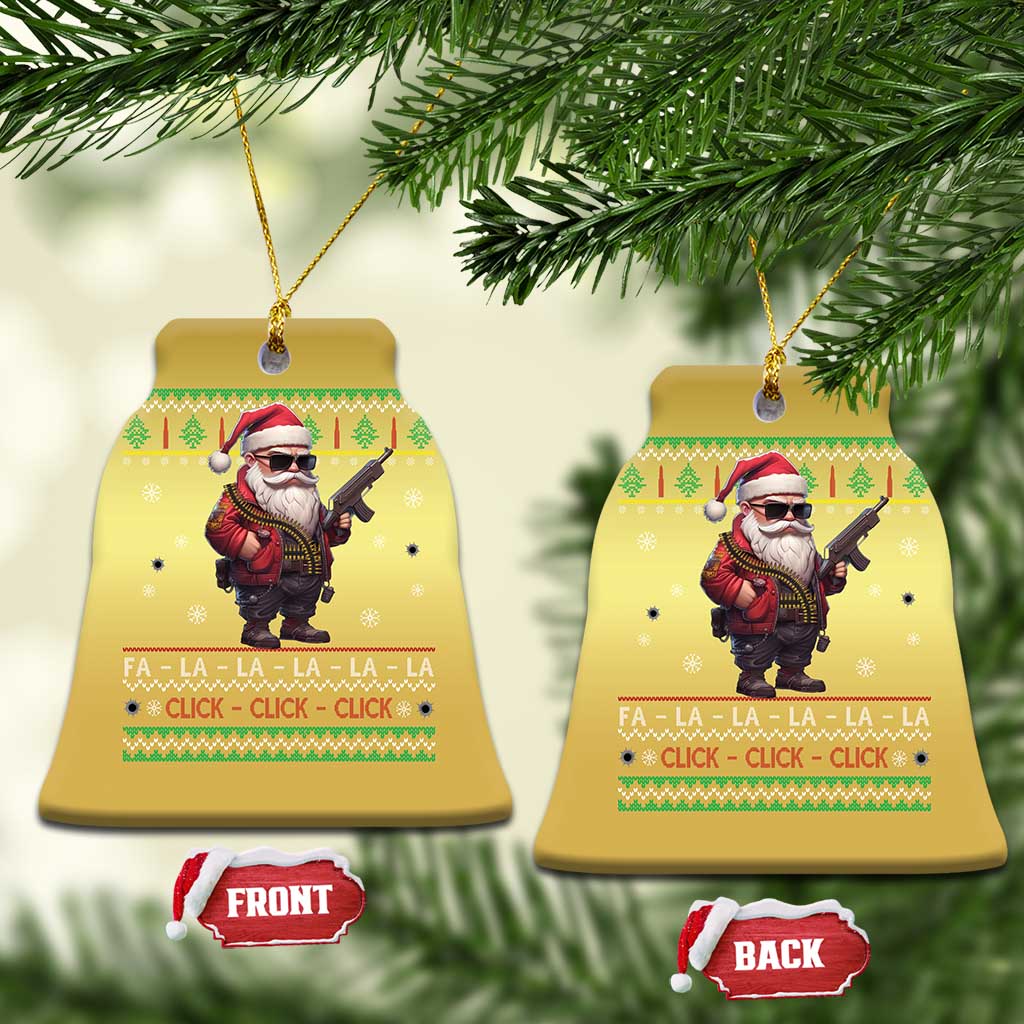 Xmas Gun Lover Christmas Ornament Santa Army Gun Click Click Sing Fa La La La TS09