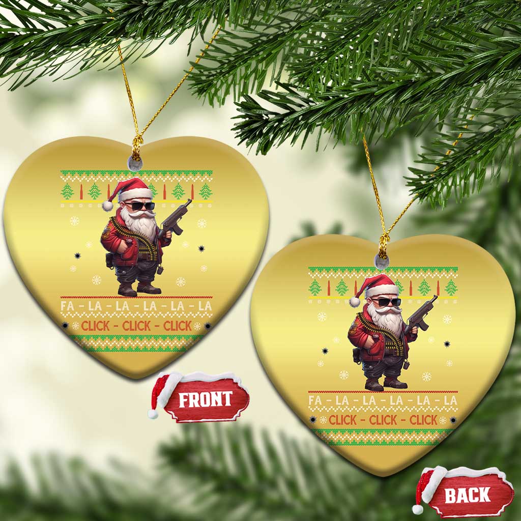 Xmas Gun Lover Christmas Ornament Santa Army Gun Click Click Sing Fa La La La TS09