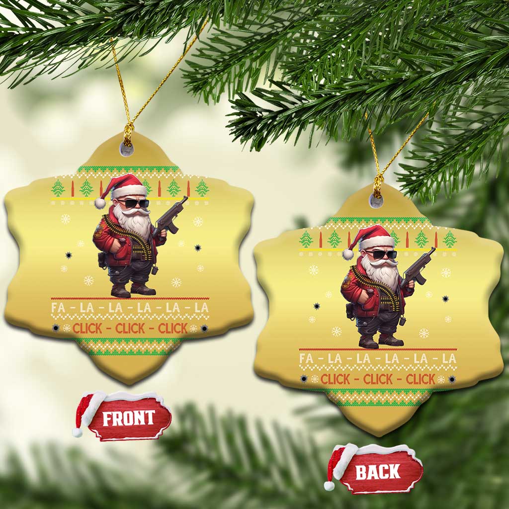Xmas Gun Lover Christmas Ornament Santa Army Gun Click Click Sing Fa La La La TS09