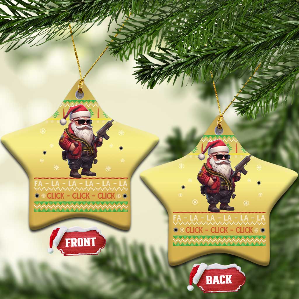 Xmas Gun Lover Christmas Ornament Santa Army Gun Click Click Sing Fa La La La TS09