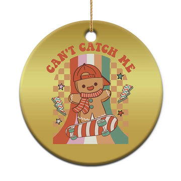 Groovy Xmas Skateboard Christmas Ornament Can't Catch Me Gingerbread Boy TS09