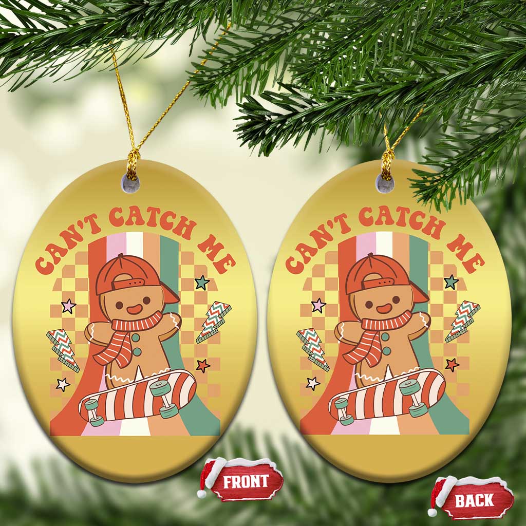 Groovy Xmas Skateboard Christmas Ornament Can't Catch Me Gingerbread Boy TS09